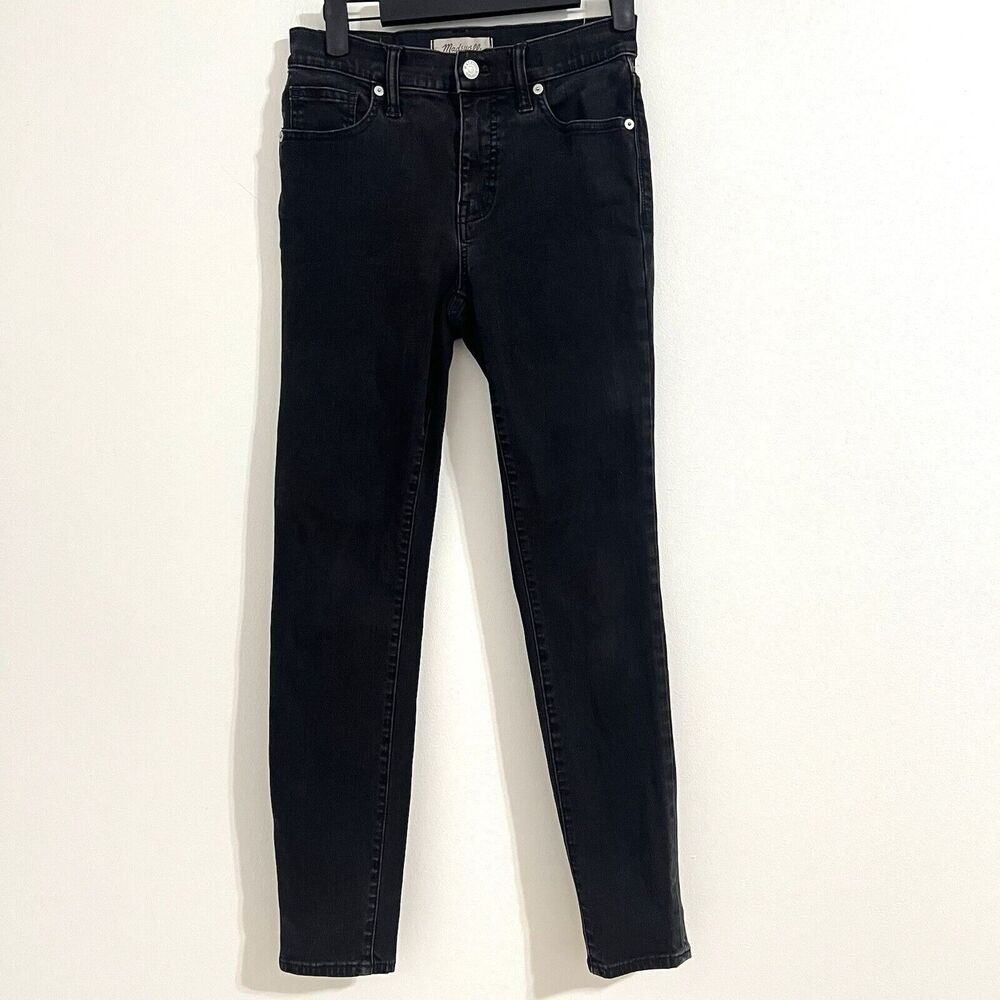 Madewell 9 High Rise Skinny Jeans Size 26 Black Washed Punk Denim Gothic Y2K